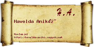 Havelda Anikó névjegykártya